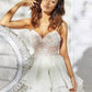 A-Line Spaghetti Straps White Organza Homecoming Cocktail Dress With Appliques  cg550