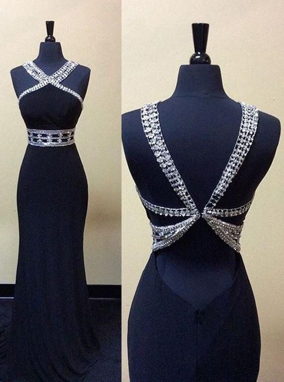 Navy Blue Prom Dresses,Elegant Evening Dresses,Long Formal Gowns,Beaded Party Dresses,Chiffon Pageant Formal Dress cg5503