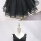 Black Tulle Lace Mini Party Dress, Beaded Lace Up Homecoming Dress cg5604