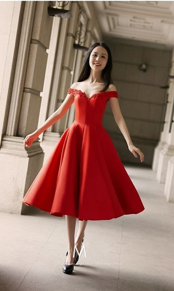 Charming Red Off Shoulder Homecoming Dress, Sexy Party Dresses, Red Graduation Dress  cg5615