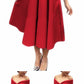 Simple red satin off shoulder V neck bridesmaid prom dress, short party dress  cg5677