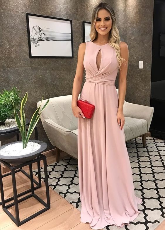 Long Pink Party Dress ，charming prom dress   cg5698