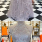 Unique high neck tulle lace long prom dress tulle formal dress  cg5741