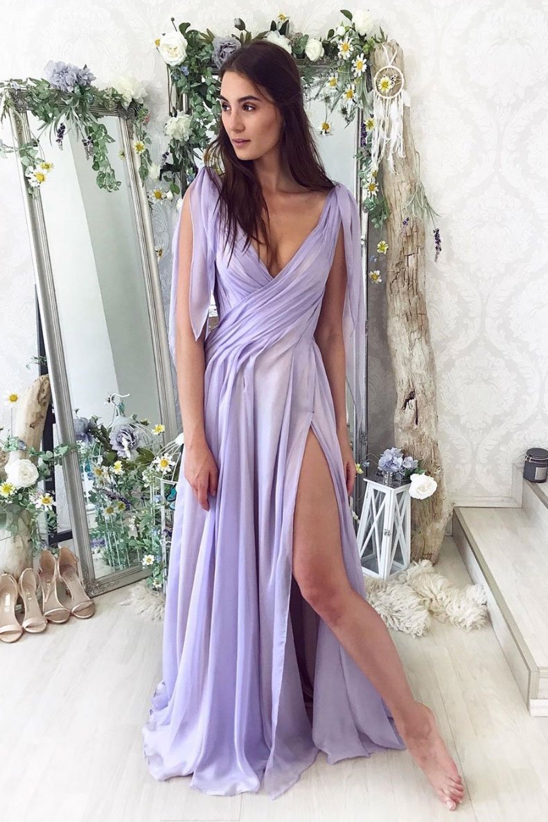 Simple purple chiffon long prom dress purple formal dress  cg5760