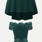 Green Lace High Low homecoming Dress  cg5788