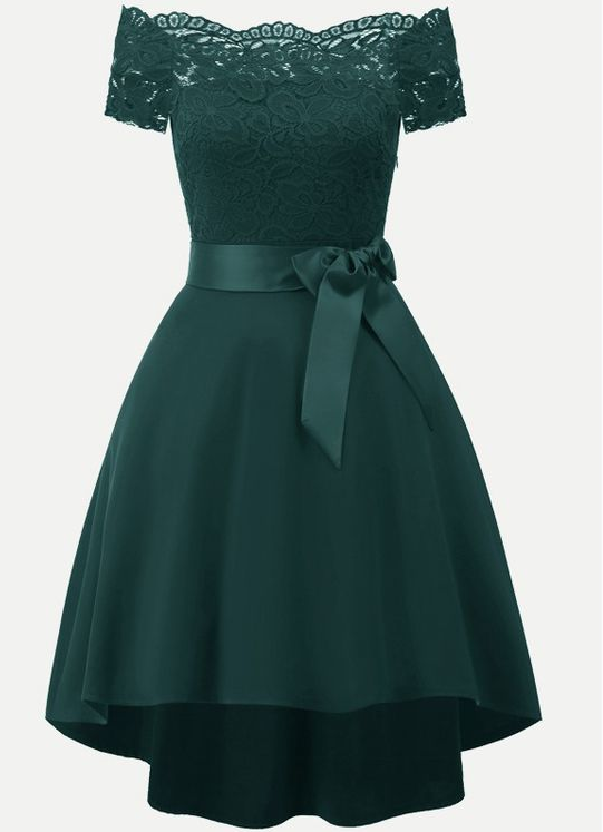 Green Lace High Low homecoming Dress  cg5788