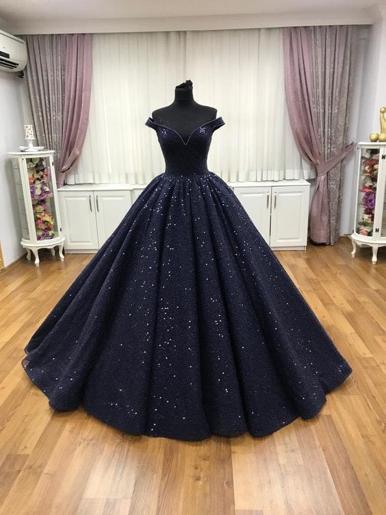 Navy blue ball gown prom dress  cg5864