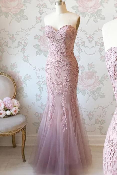Mermaid Sweetheart Appliques Pink Prom Dress with Beads  cg5917