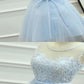 Elegant A-Line Light Blue Tulle Homecoming Dresses With Scoop Neckline,  cg596
