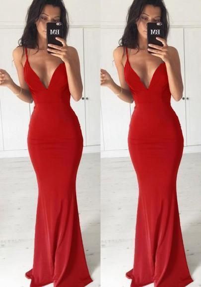 Red Condole Belt Plunging Neckline Sleeveless Fashion Maxi Dress  cg6019