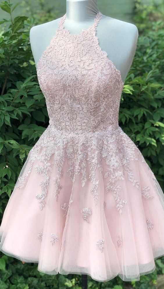 Formal short homecoming dresses for teens, pink lace homecoming dresses  cg6038