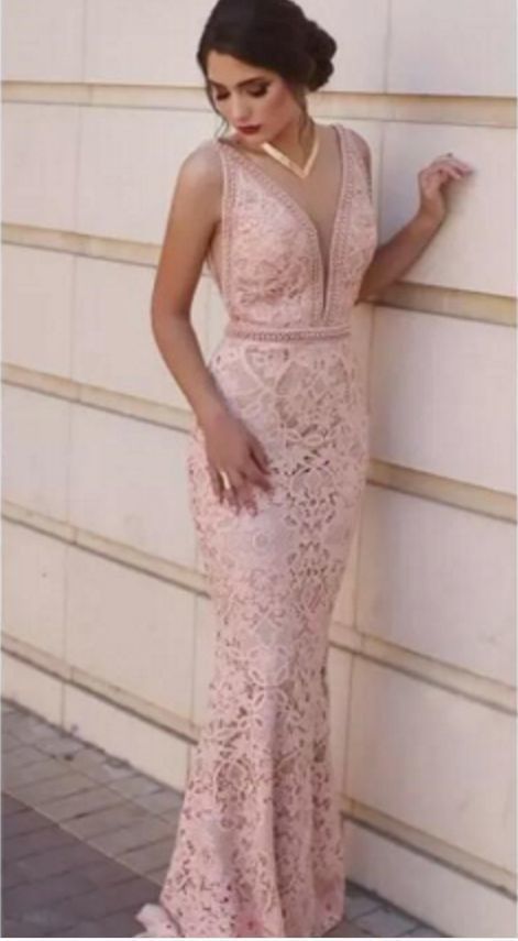 Elegant Light Pink Mermaid Prom Dresses   cg6174