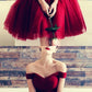 Burgundy Tulle V-neck Off The Shoulder Bridesmaid Dresses Knee Length homecoming dress cg625