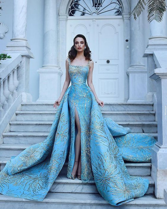gorgeous long blue prom dress，luxury evening dress，wedding dress  cg6306