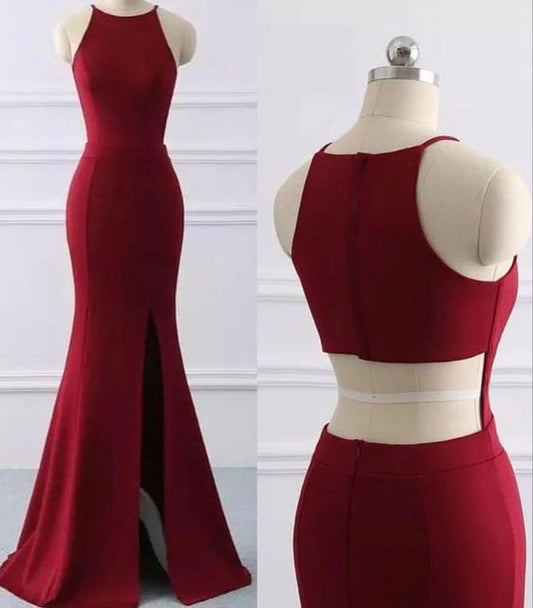 Long Jersey Backless Mermaid Prom Dresses 2020 Split Evening Gowns  cg6426
