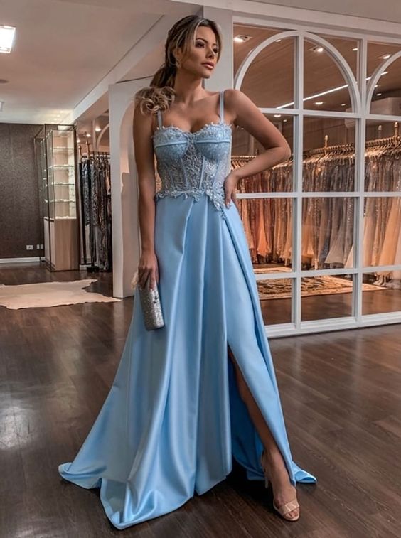 2020 Chic blue long cheap Prom Evening Dresses cg6571