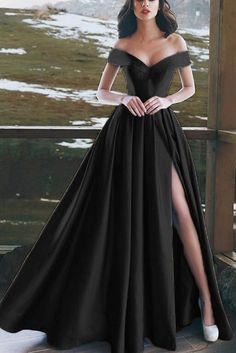 Elegant V-neck Off The Shoulder Long Satin Prom Dresses  cg6680