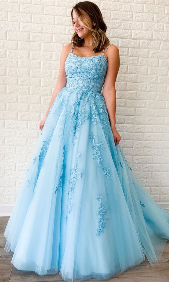 princess ball gown prom dresses, formal lace prom dresses, light sky blue prom dresses  cg6901