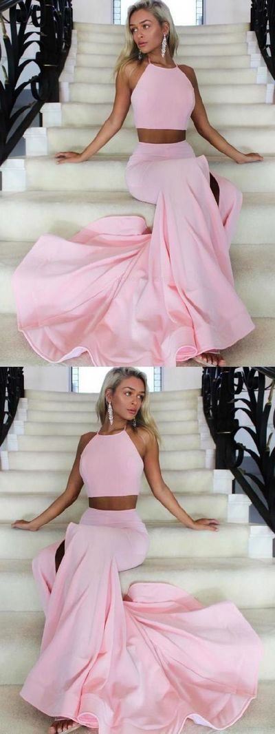 Custom Made Fancy Prom Dress Two Piece, Mermaid Evening Dress, Plus Size Evening Dress, Prom Dress Pink  cg691