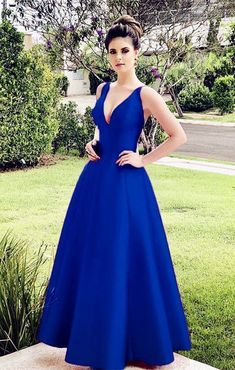 Royal blue satin prom dress   cg6961