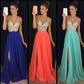 Sparkly Beaded Long V-Neck Prom Dress Fashion Long Side Slit School Dance Dresses  cg7132
