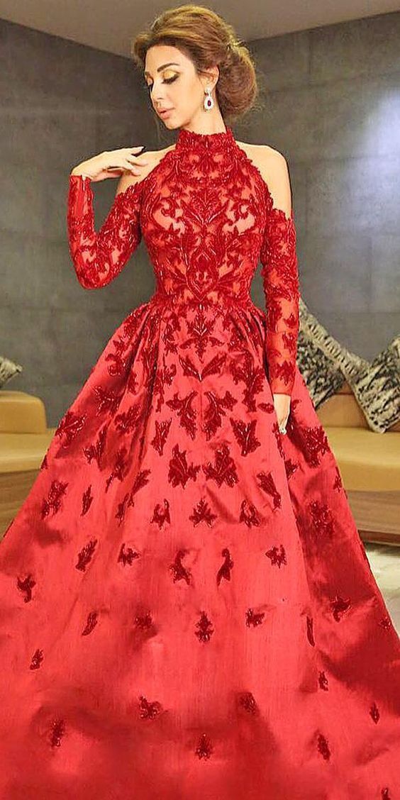 Lovely Red Prom Dress With Appliques  cg7162
