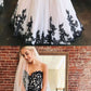 Black lace tulle long prom dress, evening dress cg719