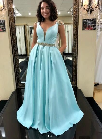 Princess Blue Long Prom Dress Party Dress  cg7243