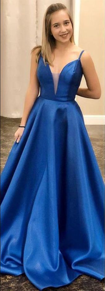 Elegant Royal Blue Satin Long Prom Dress, 2020 Dress, Graduation Dress  cg7325