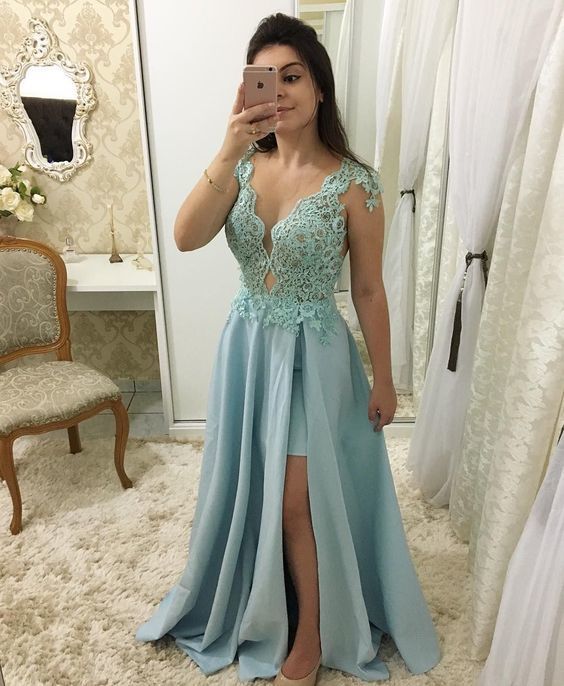 lace chiffon simple prom dresses  cg7340