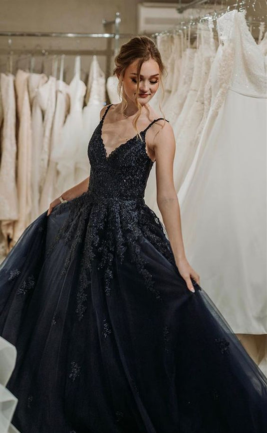 pretty black long prom dresses, modest prom gowns with lace, fashion a line prom dresses  cg7350
