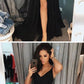 Black Prom Dress with Slit, Prom Dresses, Evening Gown,Graduation School Party Gown, Winter Formal Dress cg739