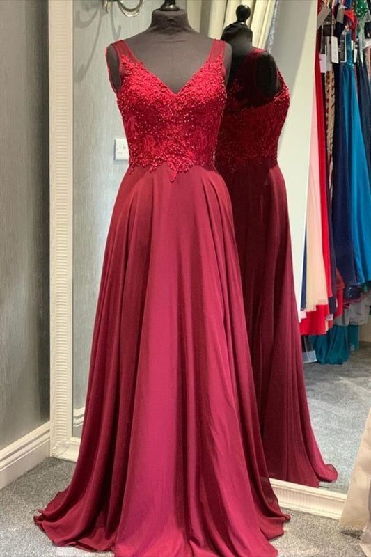 red long prom dress, simple prom dress 2020  cg7496
