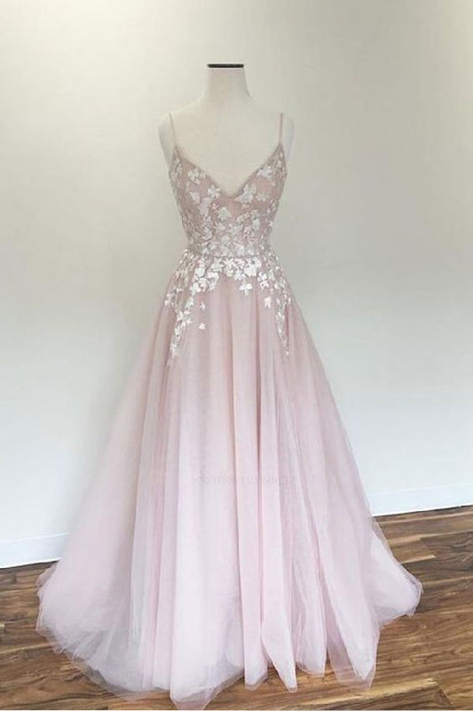 Long Prom Dresses, Prom Dresses Pink, Appliques Prom Dresses cg792