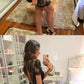 Black Lace Nude Sheath Open Back Short Sleeve Homecoming Dresses cg808
