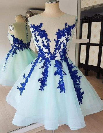 Sleeveless Lace Appliques Homecoming Dresses,Tulle Cocktail Dresses cg830