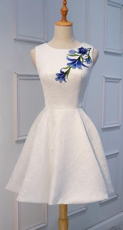 Unique White Lace Applique Cheap Short Homecoming Dresses  cg8824