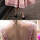 Pink Lace Homecoming Dress, Appliques Homecoming Dress, A-line Formal Dress cg901