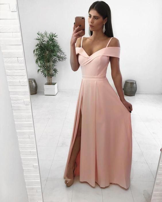 Pink Prom Dress, Long Prom Dress, A Line Simple Prom Dress   cg9129
