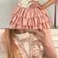 Custom Made Charming A-Line Bateau Cap Sleeves Short Tiered Champagne Satin Homecoming Dress with Sequins cg936