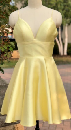 Light Yellow Homecoming Dresses, Cute Short homecoming Dresses, Party Dress cg964