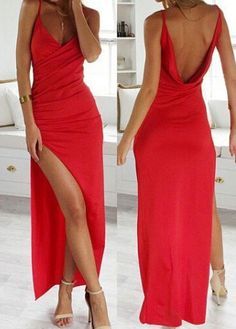 Sexy Red Backless Spaghetti Strap Long Dress Party prom Dress  cg9656
