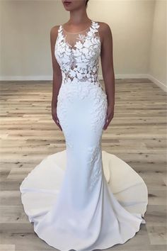 Glamorous Mermaid Wedding Dresses Sleeveless Sheer Tulle Bridal Gowns Prom Dress   cg9695