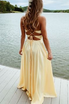 2020 yellow prom dress with lace up back   cg9944