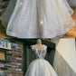 Sparkly Ivory Sequin Tylle Embroidery Applique V-Neck Ball Gown Prom Dresses cg997